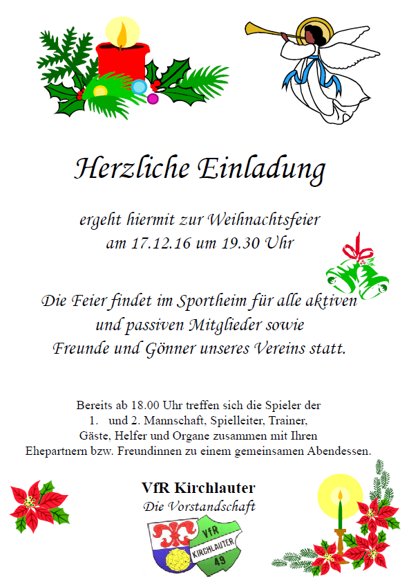 Einladung Weihnachtsfeier.