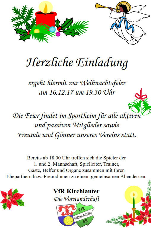 Vfr Kirchlauter Einladung Weihnachtsfeier 17